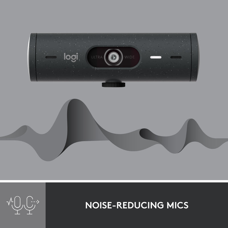 Webcam Full HD 1080p Logitech Brio 500 avec correction de la lumière, cadrage automatique et Show Mode